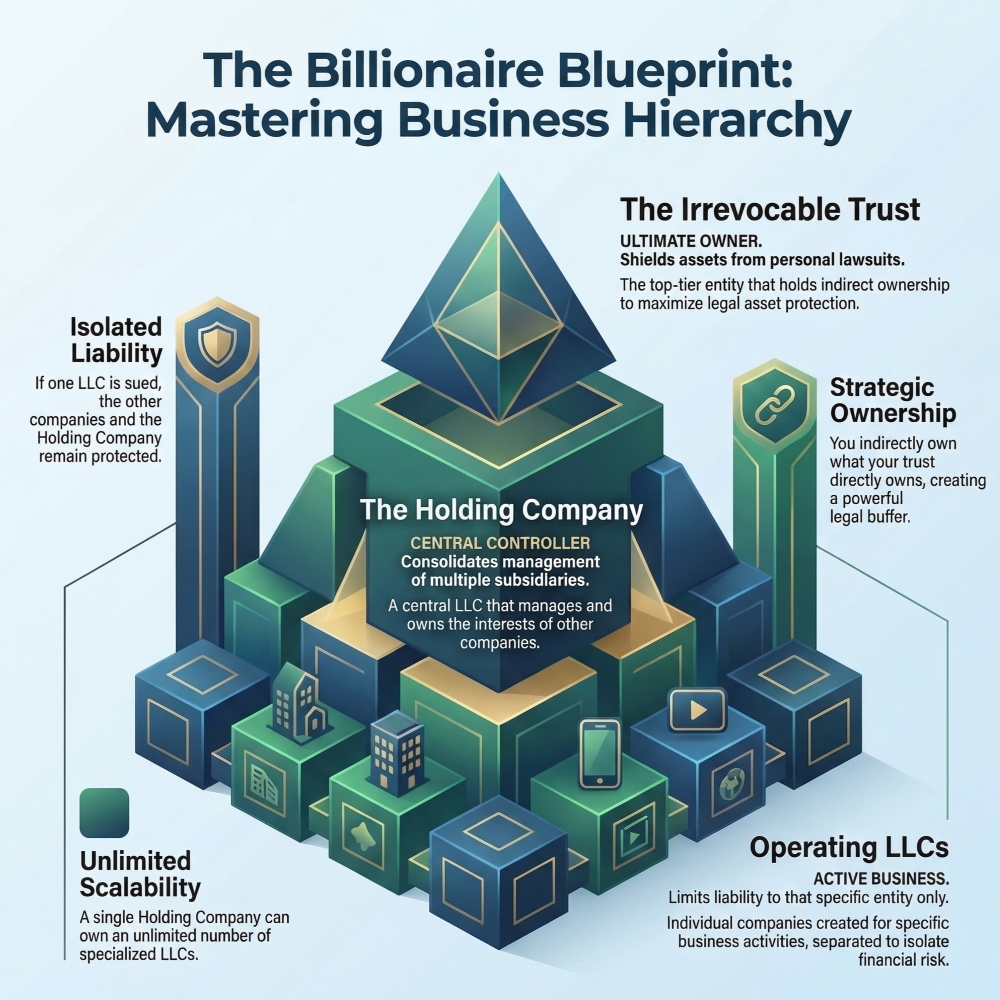 The billionaire blueprint for mastering Business Hierarchy of Family Trust, Holding Companies and Operating LLCs