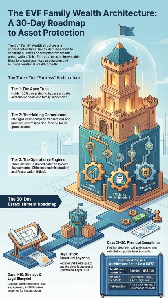 EVF Family Wealth Architecture, a strategic framework designed to facilitate intergenerational wealth preservation and business separation. 